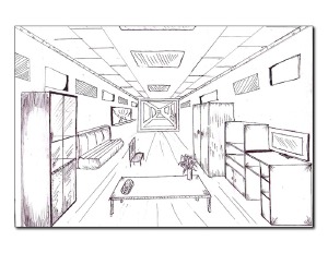 One-point perspective drawing